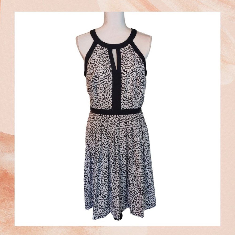 White House Black Market High Neck Sleeveless Fit and Flare Dress